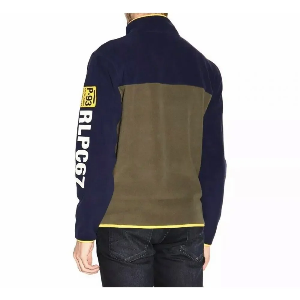 Polo Ralph Lauren Mens M Fleece Pullover Jacket RL67 USA Flag Mock Neck Hi Tech